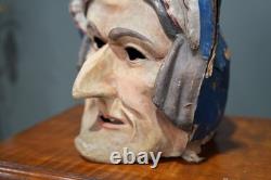 Antique Paper Mache Carnival Head Mask Halloween Witch Parade Vintage Oddity