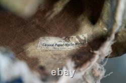 Antique Paper Mache Carnival Head Mask Halloween Witch Parade Vintage Oddity