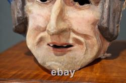 Antique Paper Mache Carnival Head Mask Halloween Witch Parade Vintage Oddity