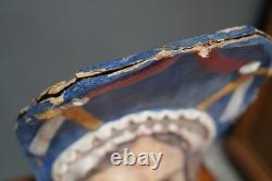 Antique Paper Mache Carnival Head Mask Halloween Witch Parade Vintage Oddity