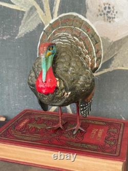 Antique Paper Mache Turkey Candy Container- 7.5 Folk Art Thanksgiving Decor Antique Paper Mache Turkey Candy Container- 7.5 Folk Art Thanksgiving Decor