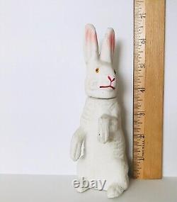 Antique Paper Mache White Easter Rabbit Candy Container Germany Bunny Standing