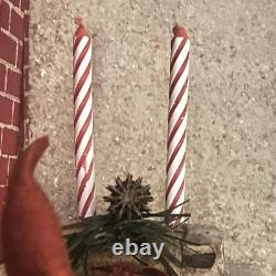 Antique Santa Chimney Mache Lighted Fireplace Xmas Tree Scene Music Box