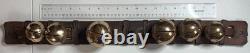 Antique Vermont Brass Sleigh Bells on Leather Strap 6 Bells Rump c. 1900 Xmas