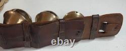 Antique Vermont Brass Sleigh Bells on Leather Strap 6 Bells Rump c. 1900 Xmas