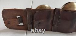 Antique Vermont Brass Sleigh Bells on Leather Strap 6 Bells Rump c. 1900 Xmas