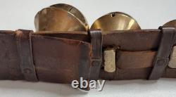 Antique Vermont Brass Sleigh Bells on Leather Strap 6 Bells Rump c. 1900 Xmas