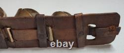 Antique Vermont Brass Sleigh Bells on Leather Strap 6 Bells Rump c. 1900 Xmas