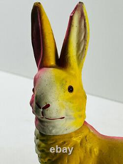 Antque German Easter Rabbit Bunny Candy Container with neon colors paint NICE