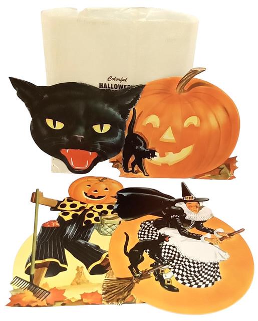 Art Deco Halloween Lithograph Dennison With Onion Skin Sleeve Made In Usa 1920s