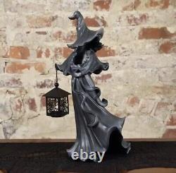 Authentic Cracker Barrel Black Resin Witch 18 With LED Lantern 2023 Decor NIB