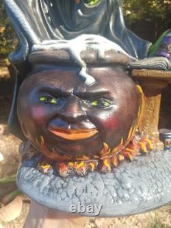 Awesome Handpainted Light up Ceramic Green Witch With Cauldron Awesome Handpainted Light up Ceramic Green Witch With Cauldron