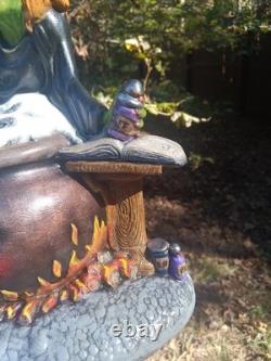 Awesome Handpainted Light up Ceramic Green Witch With Cauldron Awesome Handpainted Light up Ceramic Green Witch With Cauldron