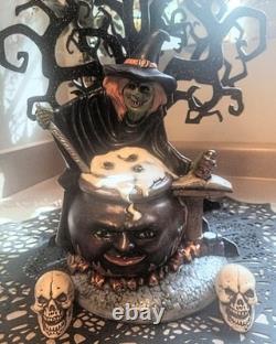 Awesome Handpainted Light up Ceramic Green Witch With Cauldron Awesome Handpainted Light up Ceramic Green Witch With Cauldron