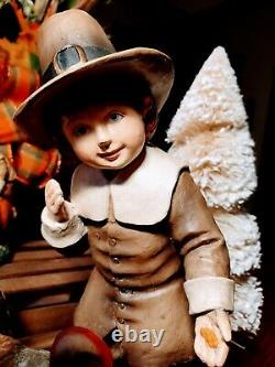 BETHANY LOWE? THANKSGIVING PILGRIM WithTURKEY? FIGURINES? COLLECTABLES? RETIRED? DECOR