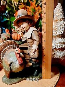 BETHANY LOWE? THANKSGIVING PILGRIM WithTURKEY? FIGURINES? COLLECTABLES? RETIRED? DECOR