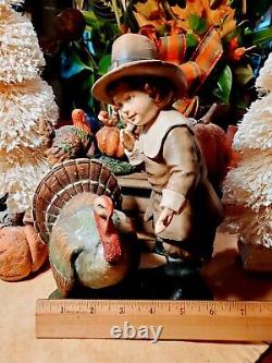 BETHANY LOWE? THANKSGIVING PILGRIM WithTURKEY? FIGURINES? COLLECTABLES? RETIRED? DECOR