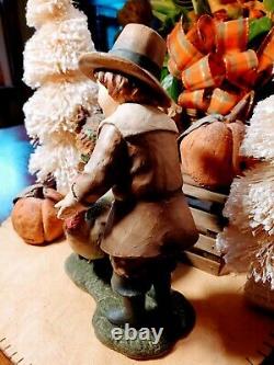 BETHANY LOWE? THANKSGIVING PILGRIM WithTURKEY? FIGURINES? COLLECTABLES? RETIRED? DECOR