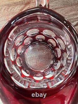 BOHEMIAN CRYSTAL RED CUT TO CLEAR PITCHER OR VASE 10 Perfect for Christmas Time