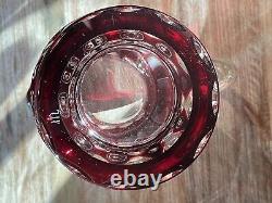 BOHEMIAN CRYSTAL RED CUT TO CLEAR PITCHER OR VASE 10 Perfect for Christmas Time