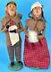 Byers Choice 1980 Lot Set Of 2 Bumpy Base Signed Carolers Couple Plaid 13 Tall