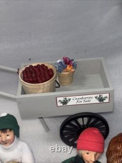 BYERS CHOICE CAROLER CRANBERRY HARVEST CAPE COD SIGN 2 Children 2 Dogs CHRISTMAS