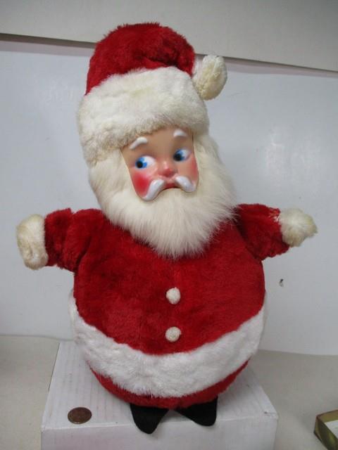 Beautiful Vintage 12 Tall Plush Revolving Musical Santa Claus