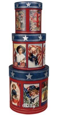 Bethany Lowe Americana- Retro Patriotic Nesting Boxes Set of 3 Bethany Lowe Americana- Retro Patriotic Nesting Boxes Set of 3