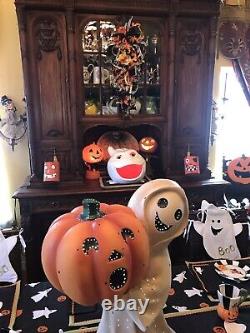 Bethany Lowe Balsam Hill 27 Ghost with Pumpkin LARGE Fiber Optic Halloween Decor