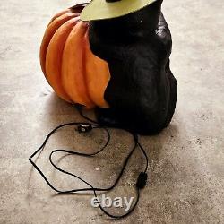 Bethany Lowe Black Cat Witch on Jack O Lantern Paper Mache Halloween 21 X-Large