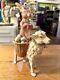 Bethany Lowe Brown Rabbit Riding Lamb Carrying Baskets Of Eggs Htf