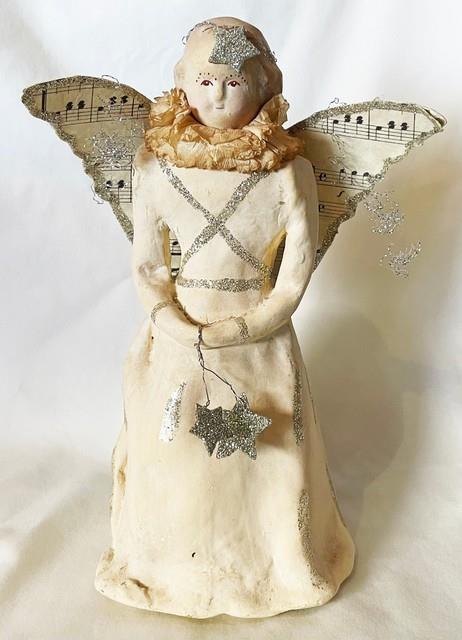 Bethany Lowe Designs Dee Foust Paper Mache Christmas Music Angel 9.5