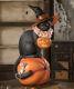 Bethany Lowe Designs Halloween Black Cat Witch On Pumpkin, Item# Td9085