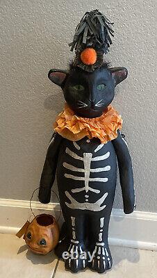 Bethany Lowe Halloween Nine Lives Black Cat-Large Paper Mâché-Retired 2005