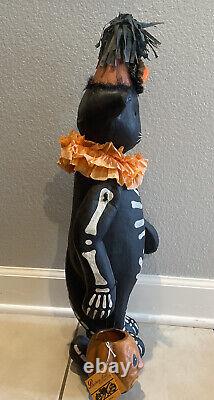 Bethany Lowe Halloween Nine Lives Black Cat-Large Paper Mâché-Retired 2005