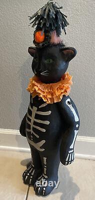 Bethany Lowe Halloween Nine Lives Black Cat-Large Paper Mâché-Retired 2005