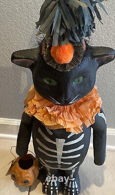 Bethany Lowe Halloween Nine Lives Black Cat-Large Paper Mâché-Retired 2005