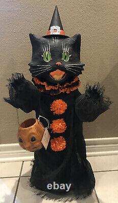 Bethany Lowe Halloween Scaredy Cat Ghoul And 2 Sassy Cat Lanterns withLights Incl