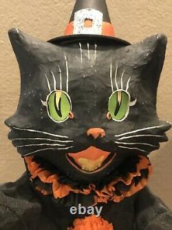 Bethany Lowe Halloween Scaredy Cat Ghoul And 2 Sassy Cat Lanterns withLights Incl