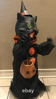 Bethany Lowe Halloween Scaredy Cat Ghoul And 2 Sassy Cat Lanterns withLights Incl