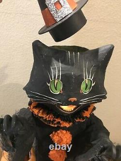 Bethany Lowe Halloween Scaredy Cat Ghoul And 2 Sassy Cat Lanterns withLights Incl