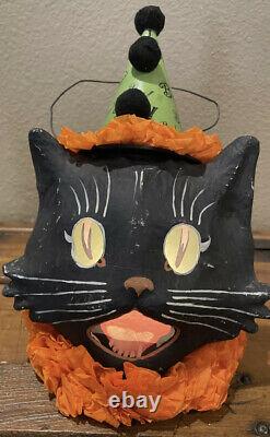 Bethany Lowe Halloween Scaredy Cat Ghoul And 2 Sassy Cat Lanterns withLights Incl