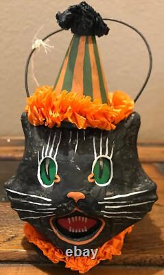 Bethany Lowe Halloween Set of 3 Black Cat Mini Buckets-Votive Included