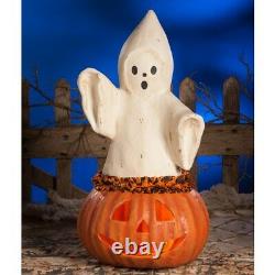 Bethany Lowe Large Ghost Pumpkin Paper Mache Halloween Retro TJ7746 Free Ship