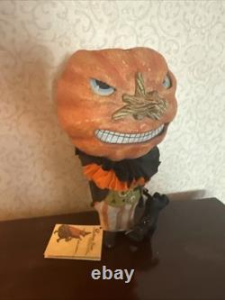 Bethany Lowe Paper Mache Twisted Jack With Cat Halloween New With Tag 9 Tall