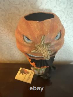 Bethany Lowe Paper Mache Twisted Jack With Cat Halloween New With Tag 9 Tall