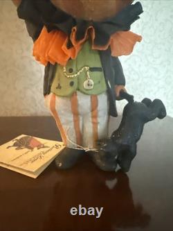 Bethany Lowe Paper Mache Twisted Jack With Cat Halloween New With Tag 9 Tall