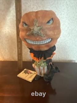 Bethany Lowe Paper Mache Twisted Jack With Cat Halloween New With Tag 9 Tall