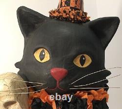 Bethany Lowe Rare Halloween Sourpuss Black Cat in Skelly Costume Retired TJ5324
