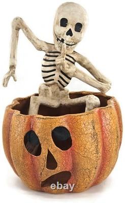 Bethany Lowe Skeleton in Jack-O'-Lantern Paper Mache Halloween Decor TD0060 Bethany Lowe Skeleton in Jack-O'-Lantern Paper Mache Halloween Decor TD0060